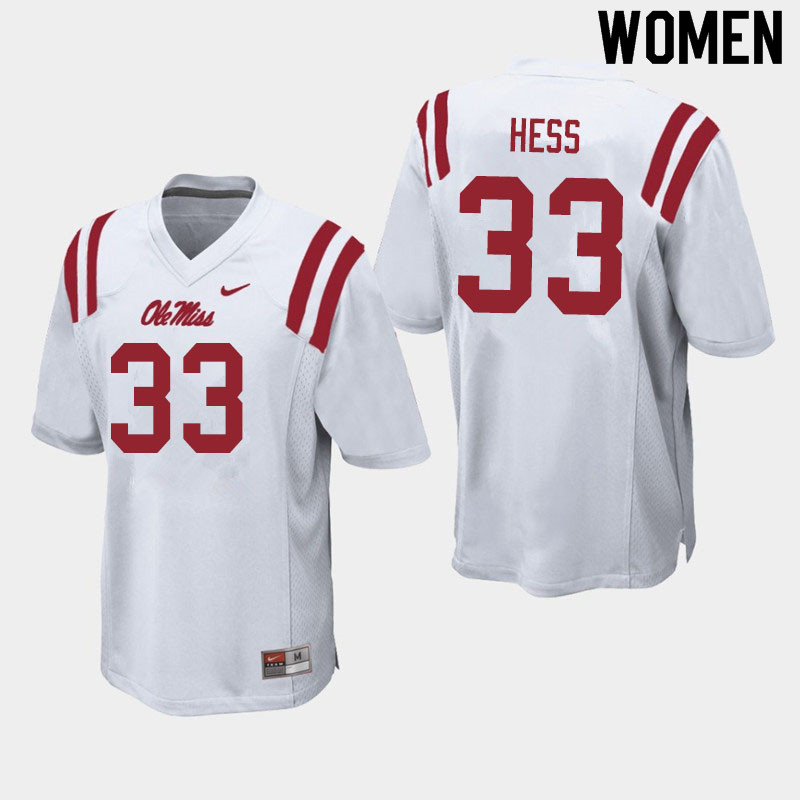 Jonathan Hess Ole Miss Rebels NCAA Women's White #33 Stitched Limited College Football Jersey AVL3658NP